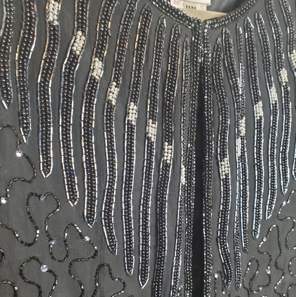 Vintage Joseph Ribkoff Gala Black Sequent Beaded Evening Jacket 100% Silk - Picture 13 of 14